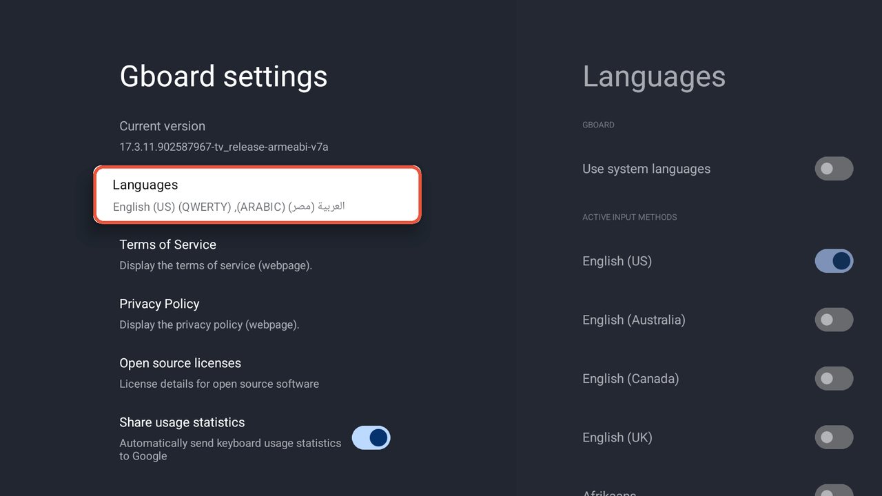 قائمة Languages
